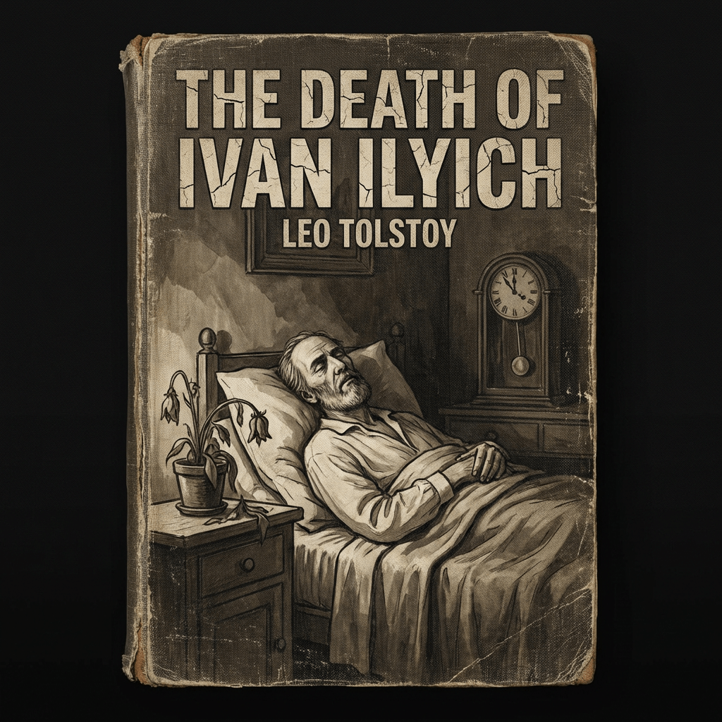 The Death of Ivan Ilyich Leo Tolstoy. Illustration of a man in bed.